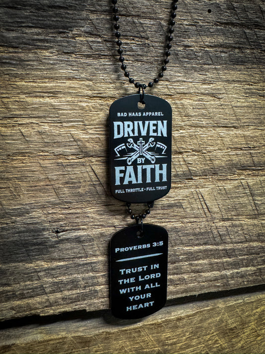 Driven by Faith Dog Tag Necklace – Battle Ready Edition